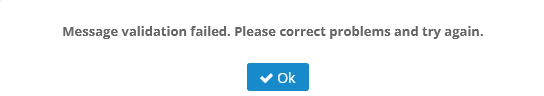 act-on message validation failed