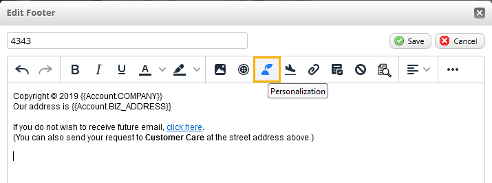 act-on edit footer