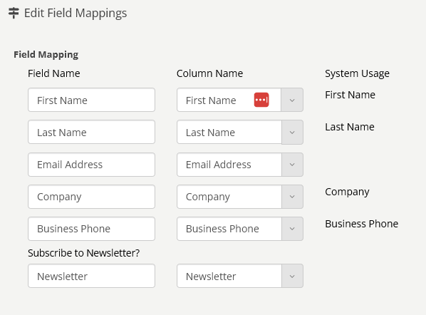act-on labs form field mappings