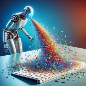 artificial intelligence throwing up on keyboard
