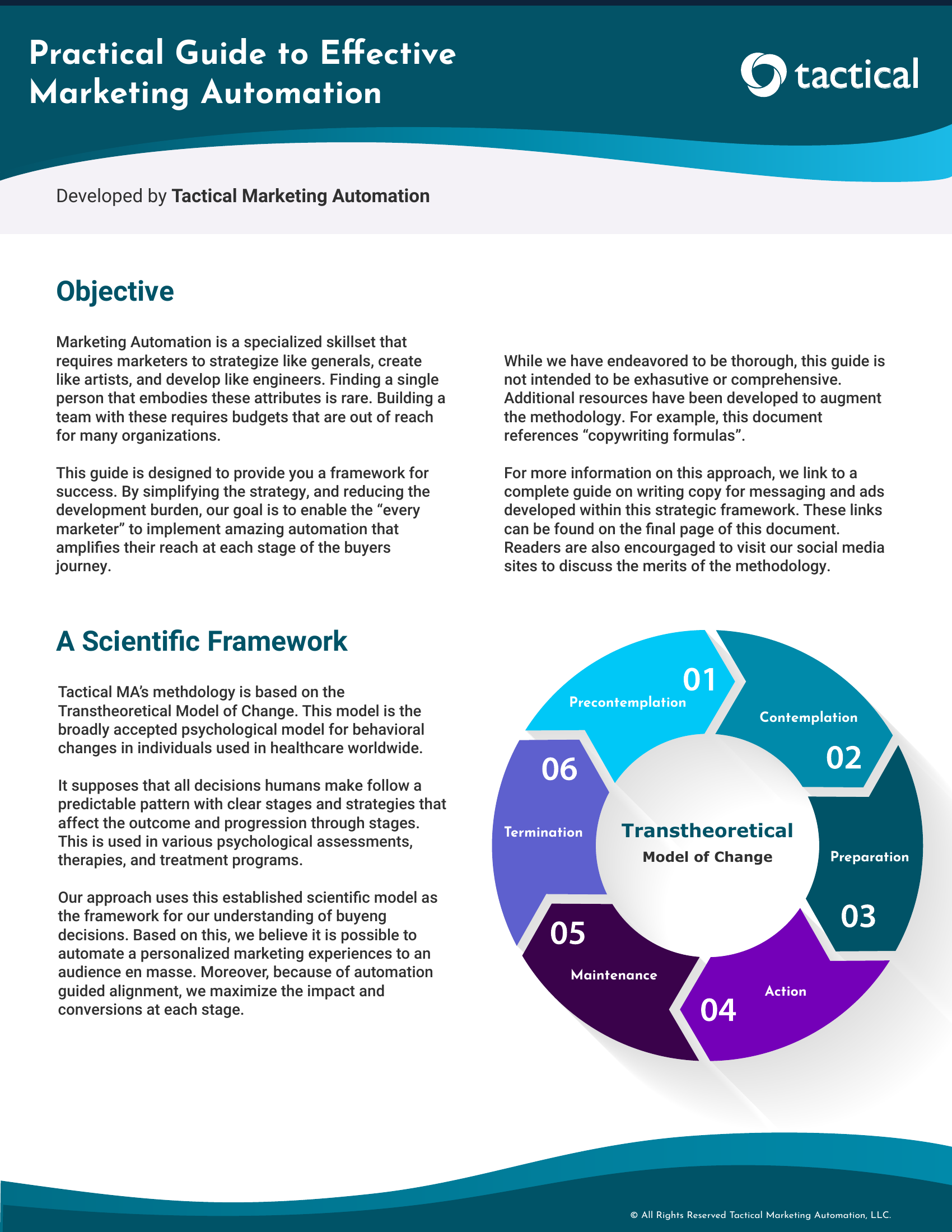 Cover preview of the Practical Guide to Effective Marketing Automation PDF, featuring the Transtheoretical Model of Change